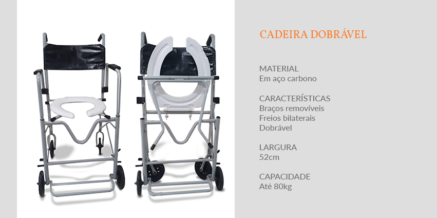 cadeira de rodas higiênicas dobrável